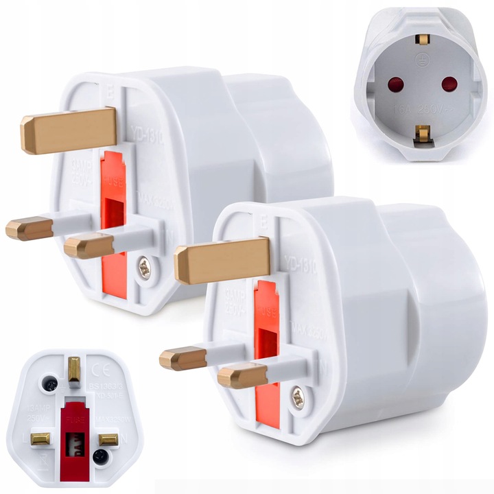 2x Adapter gniazdka EU na UK Dubaj Malta Cypr Emiraty Katar z