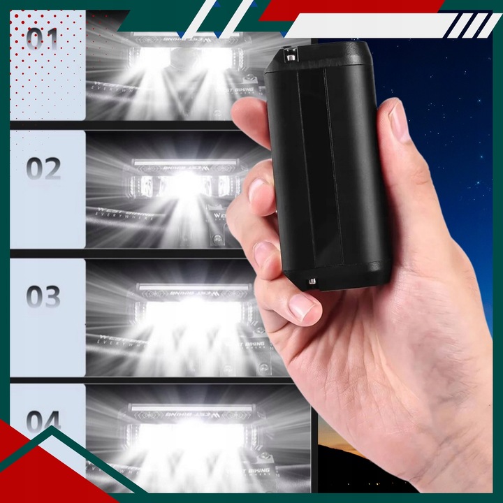 LAMPKA ROWEROWA PRZEDNIA LED NA PRZÓD KIEROWNICĘ ROWERU MOCNA USB 1200lm