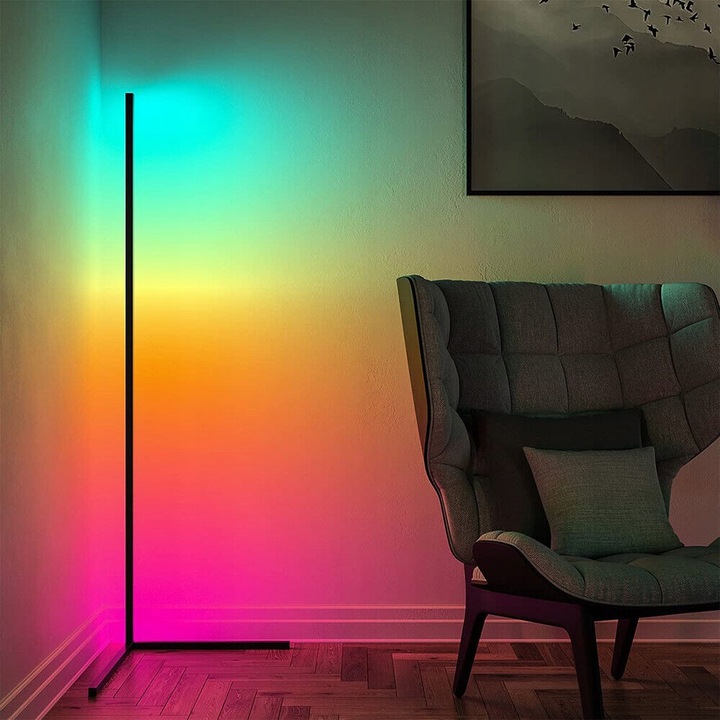 LAMPA NAROŻNA PODŁOGOWA STOJĄCA LED RGB PILOT APKA