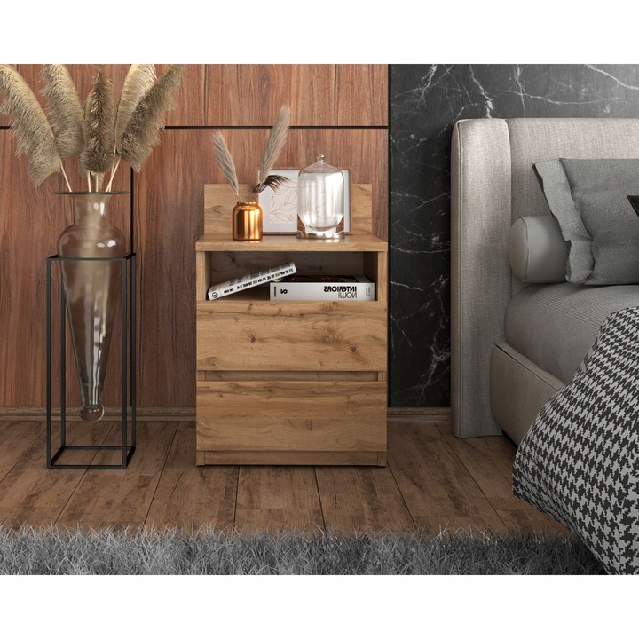 Szafka Nocna Stolik Nocny Wotan 40CM 2 Szuflady Półka Nakastlik Do