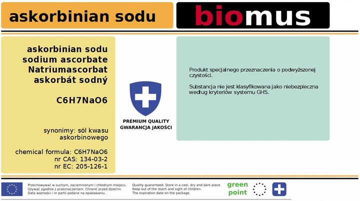 ASKORBINIAN SODU gat. czysty Witamina C 1kg BIOMUS