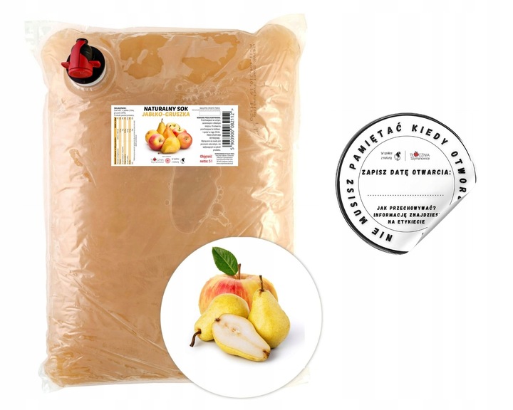 Sok JABŁKO GRUSZKA TŁOCZONY NATURALNY 100%NFC 5L