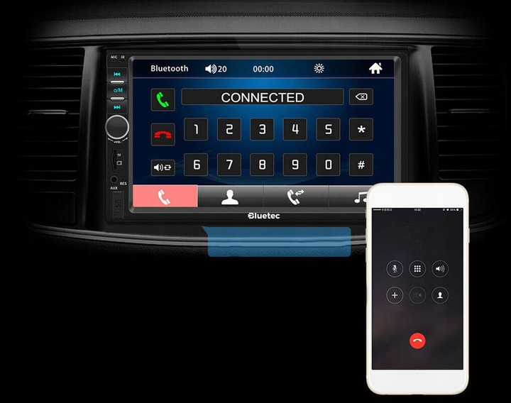 RADIO SAMOCHODOWE BLUETOOTH 2 DIN 7 CALI RDS USB AUX MICRO SD 4x50W