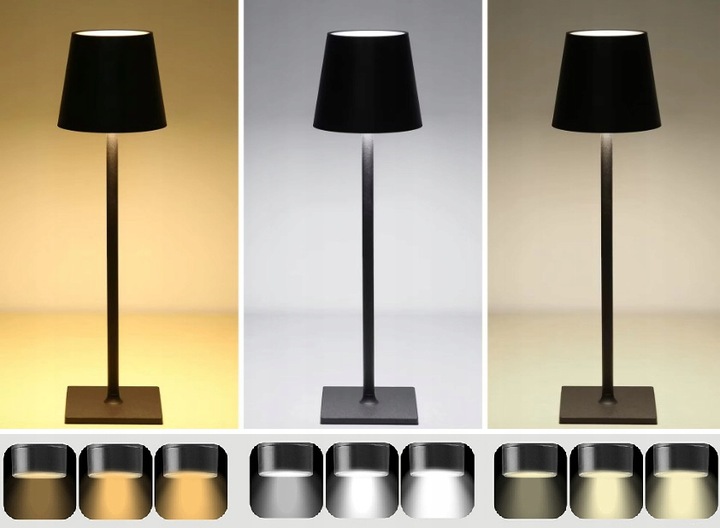 ELEGANCKA NOWOCZESNA BEZPRZEWODOWA LAMPKA NOCNA DOTYKOWA LED USB 3