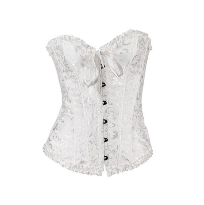 GORSET biały wiązany MODELUJĄCY talię + stringi WYSZCZUPLAJĄCY S