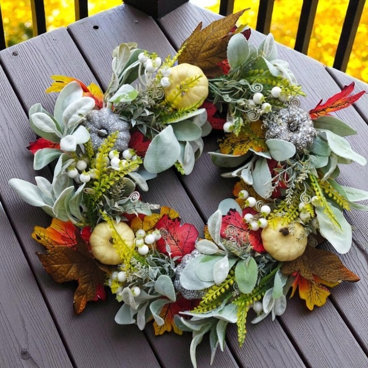 WIENIEC WIANEK GIRLANDA NA DZWI DEKORACYJNY JESIENNY STROIK DYNIE DOM