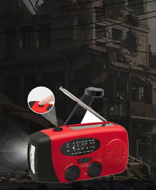 Radio Awaryjne Radio Solarne z korbę Solarne Powerbank Latarka 2000mAh