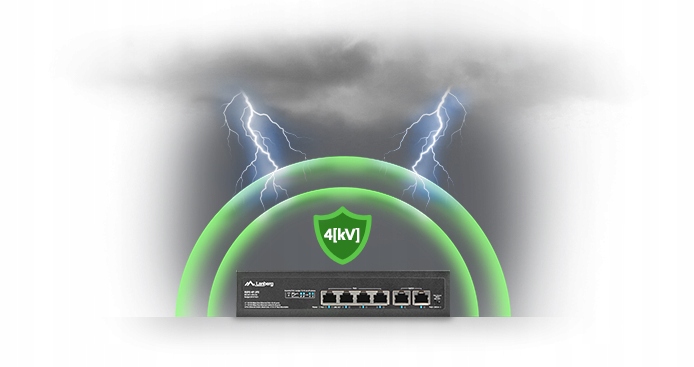 SWITCH LANBERG 4X 100MB POE+/2X RACK 60W 10' 19'