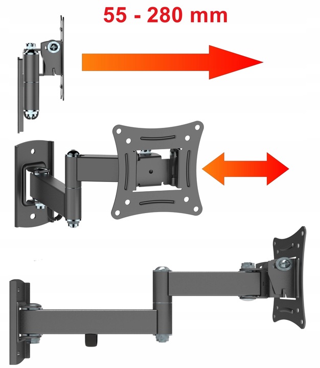 EXTRA MOCNY OBROTOWY UCHWYT DO MONITORA lub TELEWIZORA 10-32 cal