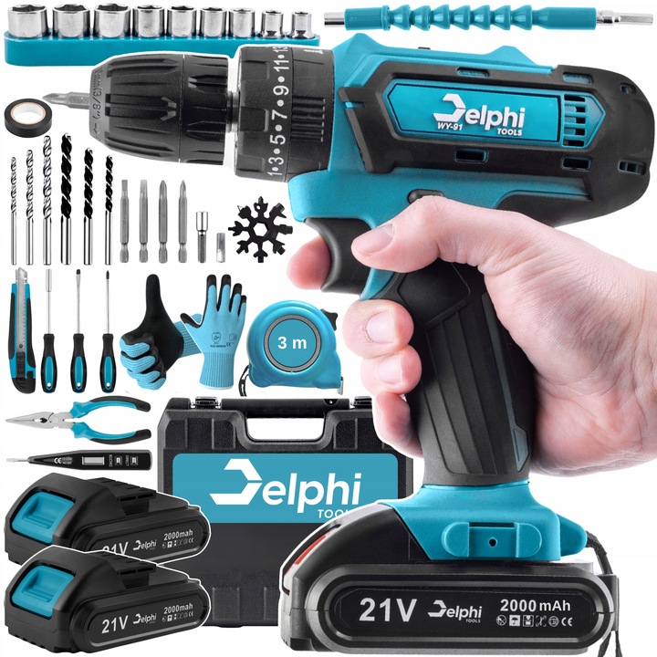 WIERTARKO WKRĘTARKA AKUMULATOROWA UDAROWA 2xAKU 21V WKRĘTAK ZAKRĘTARKA