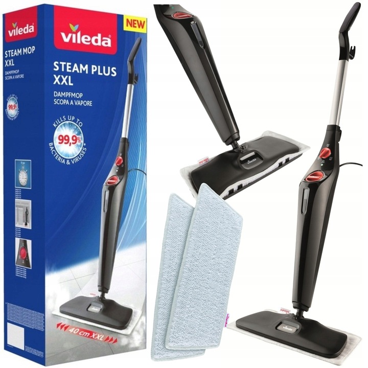 Mop parowy Vileda Steam Plus XXL-2x wkład z mikrofibry+nakładka do dywanów