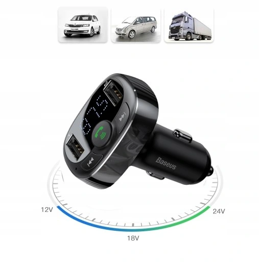 BASEUS TRANSMITER FM BLUETOOTH ŁADOWARKA SAMOCHODOWA MP3 2x USB SD/ TF 3.4A