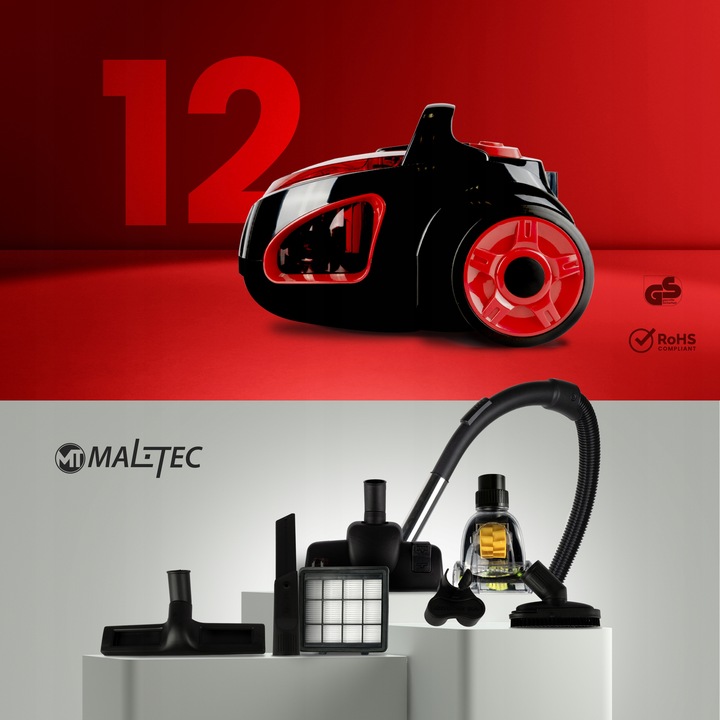 ODKURZACZ BEZWORKOWY CYKLONOWY DOMOWY HEPA TURBOSZCZOTKA LEKKI MOCNY