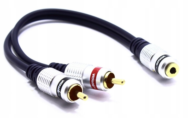 ADAPTER PRZEJŚCIÓWKA AUX GNIAZDO JACK 3,5 STEREO 2X WTYK RCA CINCH
