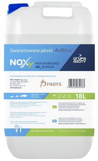 Płyn katalityczny do diesla AdBlue MOCZNIK AD BLUE Noxy DPF 18 litrów 32,5%
