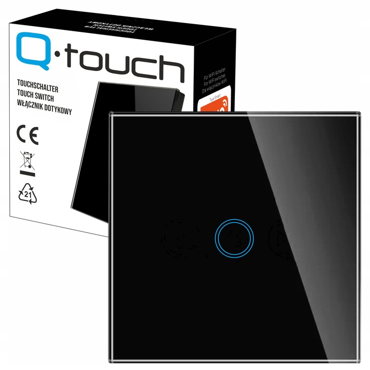 WŁĄCZNIK ŚWIATŁA SZKLANY DOTYKOWY POJEDYNCZY SCHODOWY KRZYŻOWY NA