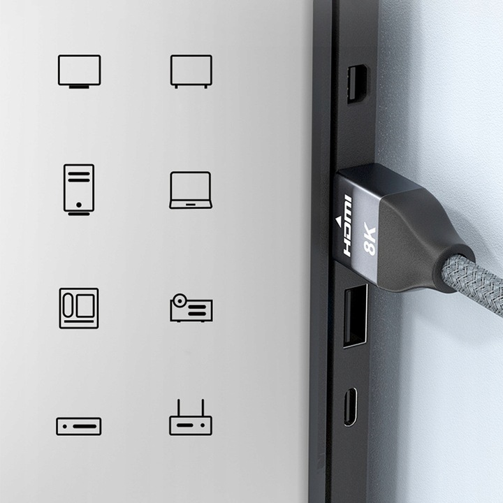 KABEL HDMI 2.1 CERTYFIKOWANY HIGH SPEED 8K 60HZ /4K 120HZ PRZYŁĄCZE