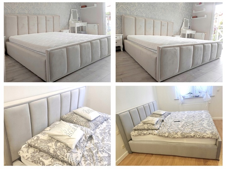 Łóżko 160x200 2 Zagłowia Panele Fancy Sypialnia_pl + POJEMNIK + STELAŻ