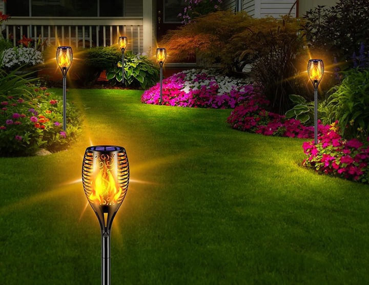 LAMPA SOLARNA POCHODNIA LAMPKI SOLARNE DO OGRODU OGRODOWE LED 4 SZTUKI