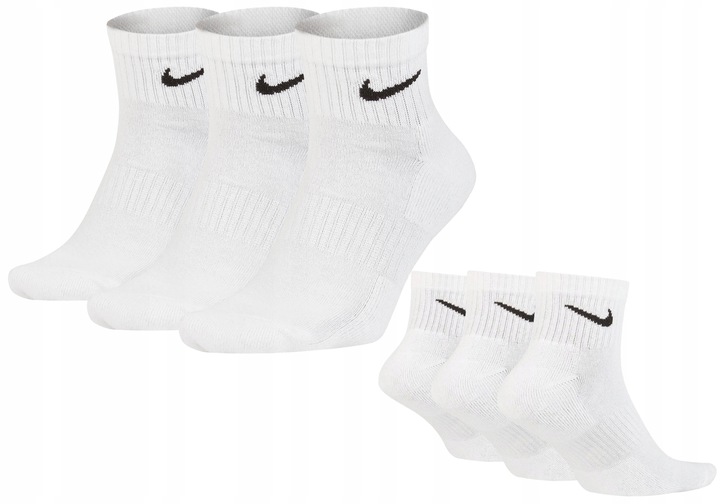 SKARPETY NIKE EVER DAY UNISEX ROZMIAR 38-42 BIAŁE PÓŁWYSOKIE 3 PARY