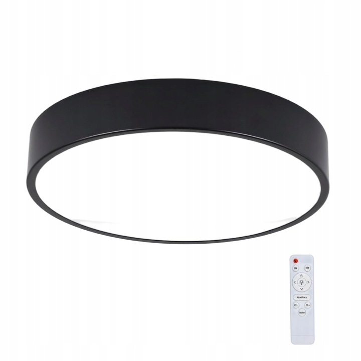 LAMPA SUFITOWA PLAFON OKRĄGŁY LED 30 X 5 CM CZARNY Z PILOTEM