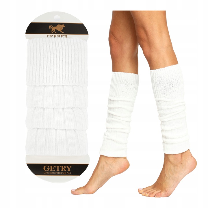 Getry Damskie Ocieplacze na Nogi Zimowe Ocieplane Grube Cerber BIAŁE