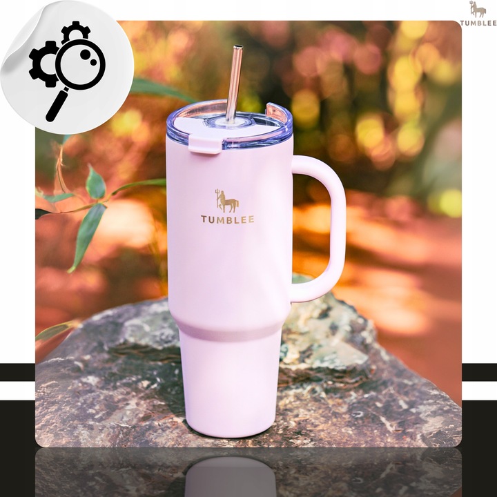 Duży Kubek Termiczny do Auta Ze Słomką Ustnikiem Nieprzeciekający 1200ml