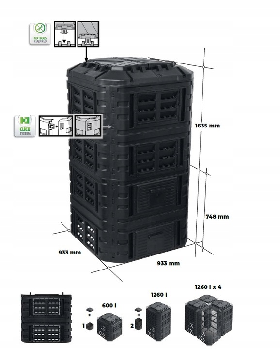 KOMPOSTOWNIK MODUŁOWY Całoroczny KOMPOSTOWNIA Eko XXL POLSKI 1260 litrów