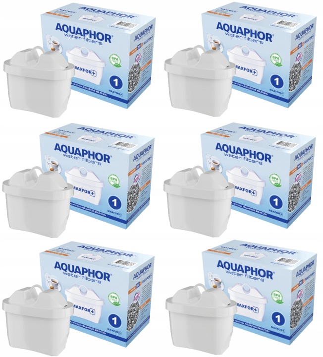 6 x Filtr do wody, wkłady filtrujące wodę Aquaphor Maxfor+ (plus) komplet