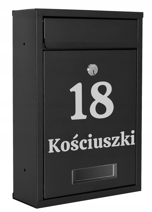 SKRZYNKA POCZTOWA NA LISTY POCZTĘ OGRODZENIE CZARNA Z NUMEREM DOMU