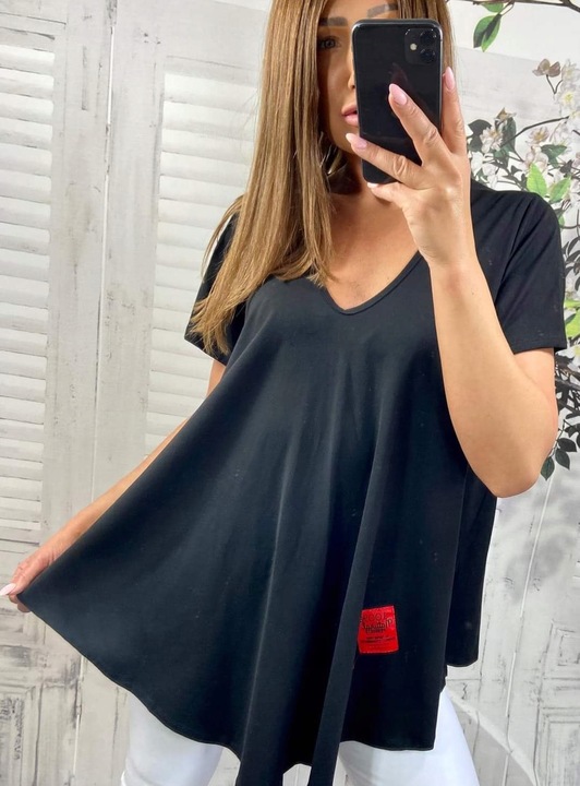 BAWEŁNIANA TUNIKA DEKOLT V-NECK roz. 50