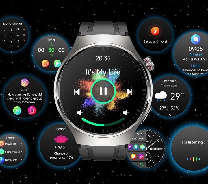 SMARTWATCH ZEGAREK MĘSKI Z EKG POMIAR CUKRU PULS CIŚNIENIE ROZMOWY MENU PL