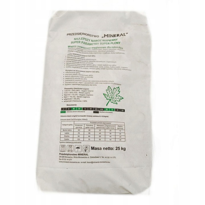 WAPNO GRANULOWANE OGRODNICZE NAWÓZ DO TRAWNIKA 25KG CACO3