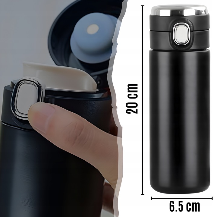 KUBEK TERMICZNY TERMOS Z USTNIKIEM NA KAWĘ HERBATĘ DO SAMOCHODU 420 ML LED