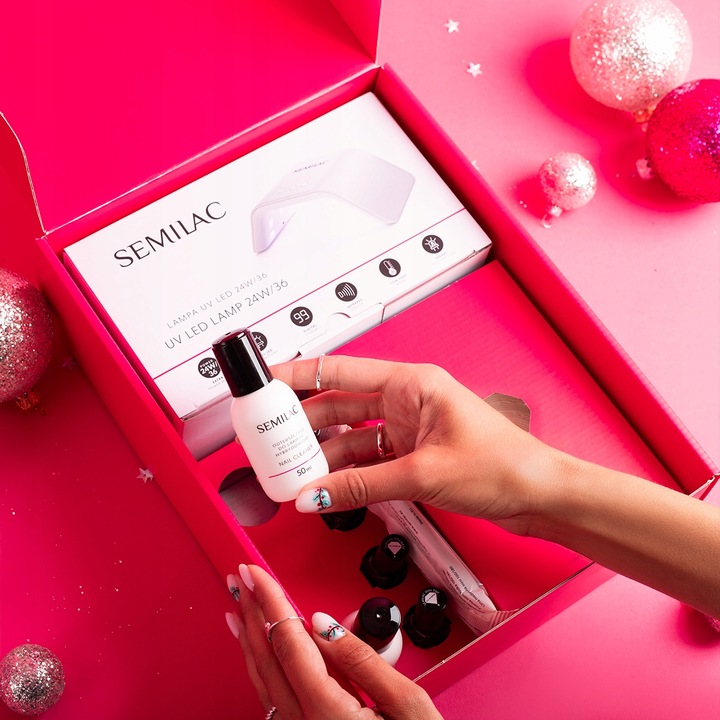 SEMILAC PREZENTOWY ZESTAW STARTOWY DO PAZNOKCI DLA POCZĄTKUJĄCYCH TRY