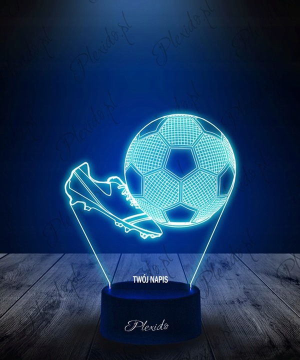 Lampka Nocna 3D LED Dla Dzieci Piłka Nożna Korki Twój Napis Imię Prezent