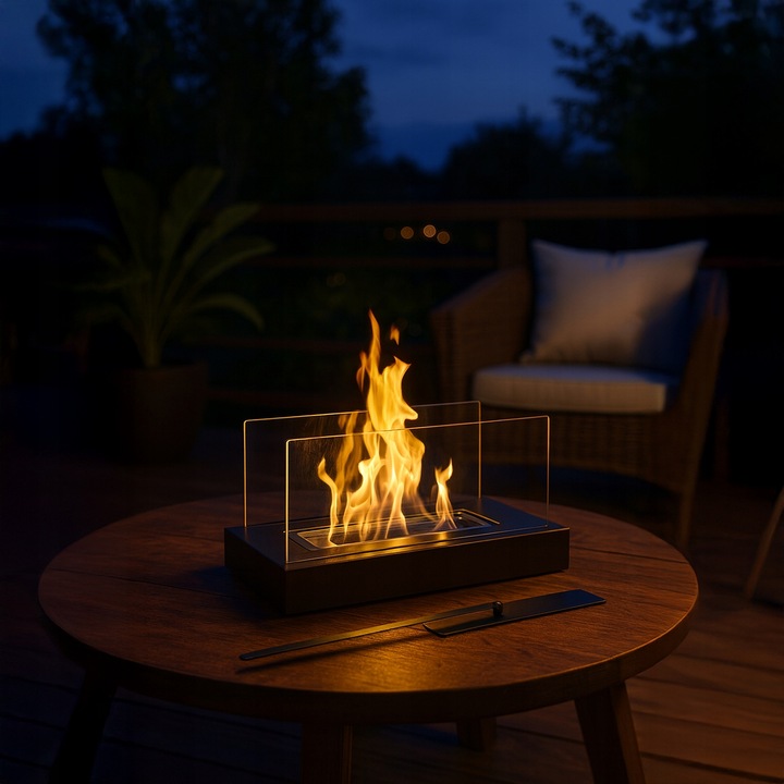 Biokominek Wolnostojący do Domu na Taras Bezdymny Bio Kominek na