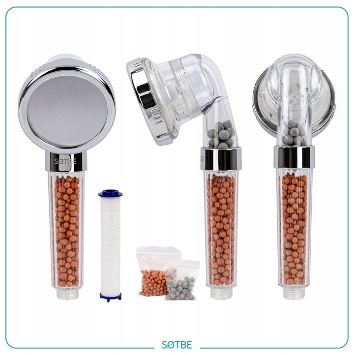 Słuchawka prysznicowa Wysokociśnieniowa 3W1 z filtrami Oszczędzająca Wodę