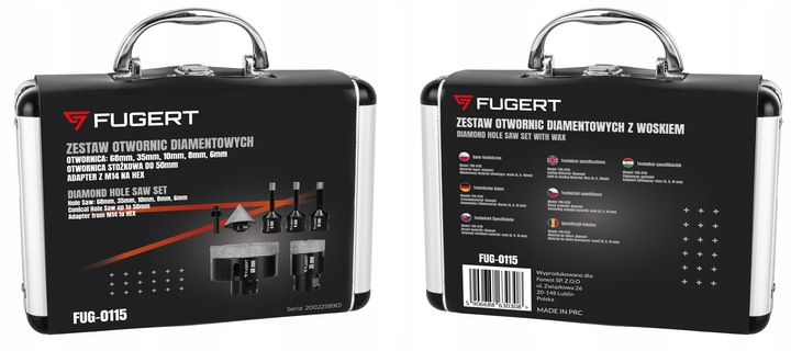 OTWORNICA DIAMENTOWA KORONKA DO GRESU PŁYTEK ZESTAW 6-68MM STOŻEK +