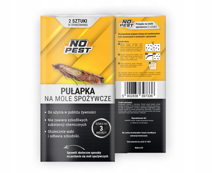 SILNA PUŁAPKA LEPOWA LEP NA MOLE SPOŻYWCZE PRZECIW MOLOM NO PEST (10