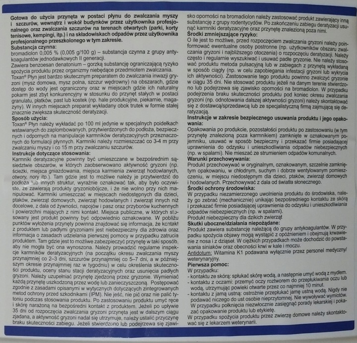 Toxan płyn 3L trutka myszy szczury gryzonie