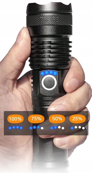 MOCNA LATARKA TAKTYCZNA LED XHP50 ZOOM WOJSKOWA