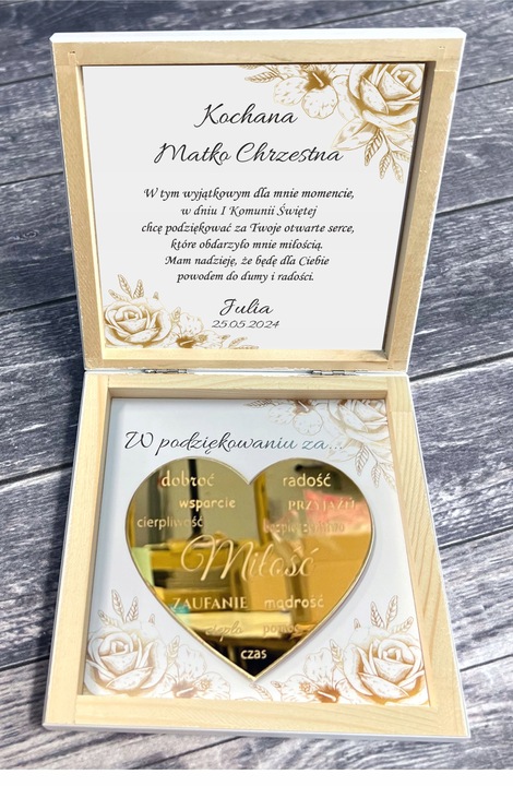 Podziękowanie dla Chrzestnych i Dziadków Rodziców Prezent Pierwsza Komunia