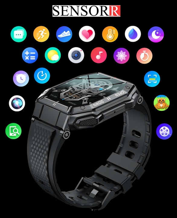 MOCNY WOJSKOWY ZEGAREK MĘSKI SMARTWATCH ROZMOWY SMS POLSKIE MENU ORYGINALNY