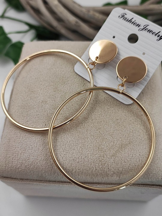 Klipsy wiszące geometryczne złote codzienne c94