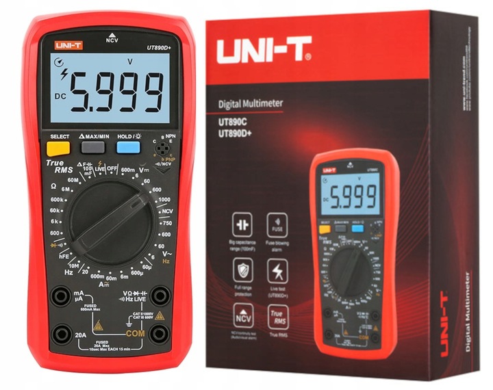 MIERNIK multimetr TrueRMS 20 NCV hFe UNI-T UT890D+