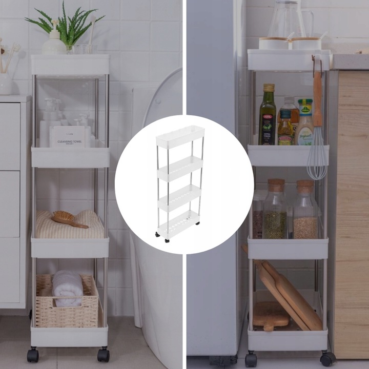 PÓŁKA ŁAZIENKOWA KUCHENNA SZAFKA NA KÓŁKACH REGAŁ 4 POZIOMOWY Z