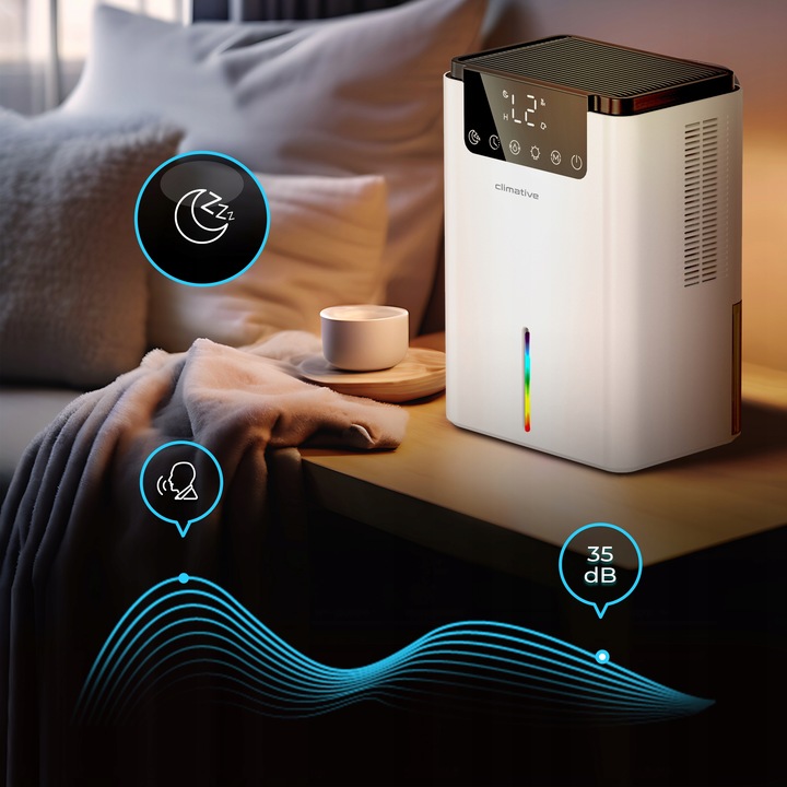 Cichy Pochłaniacz Wilgoci XXL Osuszacz Powietrza LUXE 2000ML LED+UV do domu