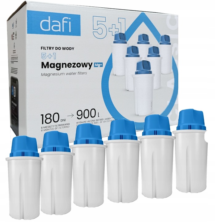 Zestaw Szklany dzbanek filtrujący wodę DAFI CRYSTAL LED + 6 filtrów Mg