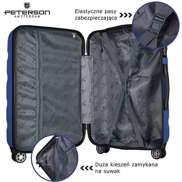 PETERSON mała walizka na kółkach twarda podróżna torba bagaż ABS